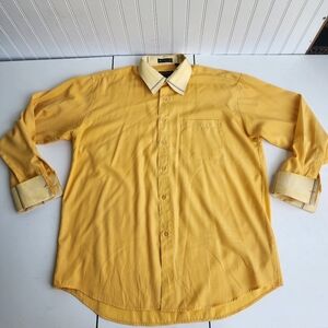 Rucci Chillino Shirt Men's 17.5 34/35 Italy Shirt Long Sleeve Yellow Pocket M6